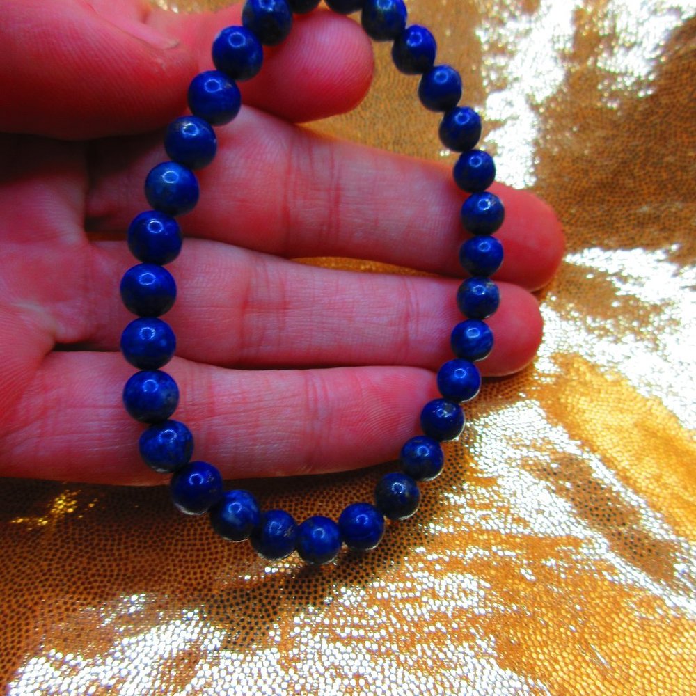 Lapis Lazuli 6mm Round 7" Stretchy Gemstone Bracelet